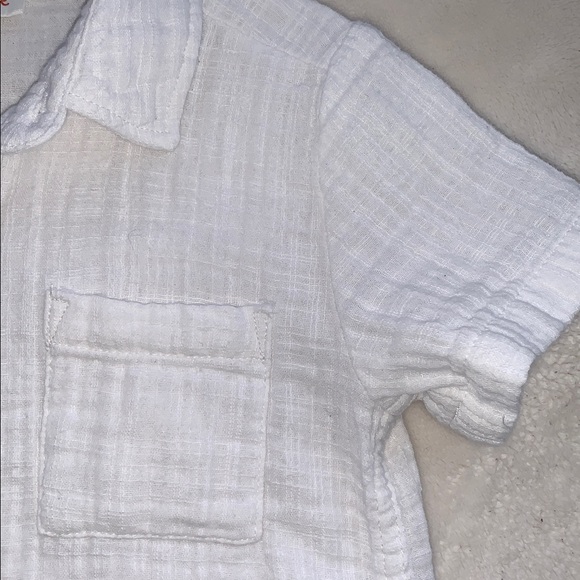 Cat & Jack White Cotton Button Down Shirt 4T EUC Beach Summer Photos - Picture 4 of 11